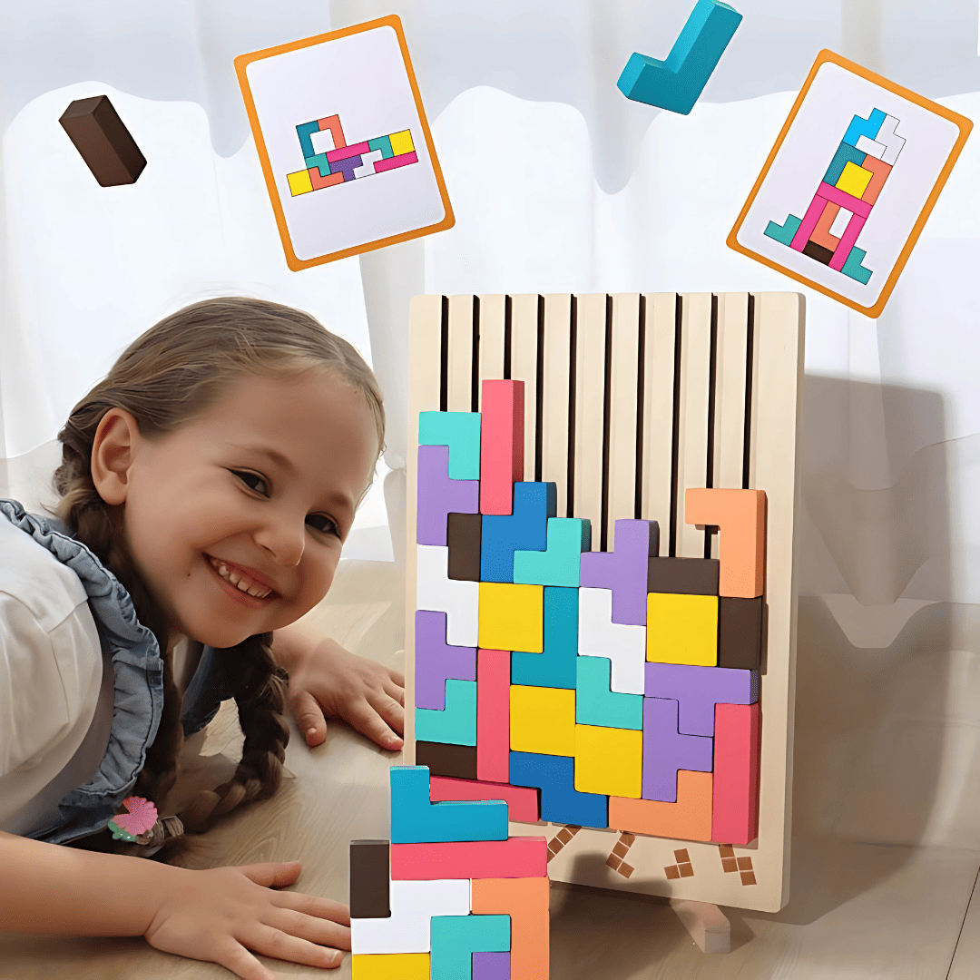 Tetris-i-Trä: Bygg, Klura & Lek