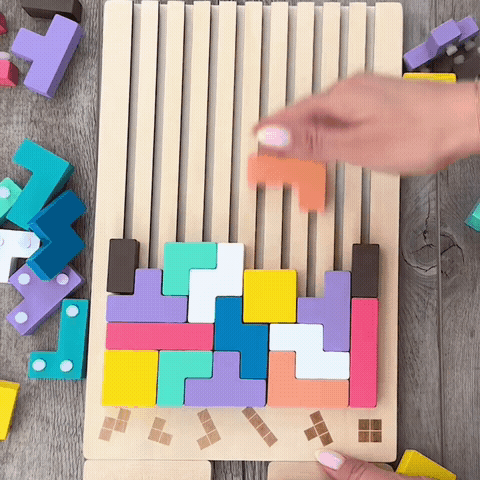 Tetris-i-Trä: Bygg, Klura & Lek